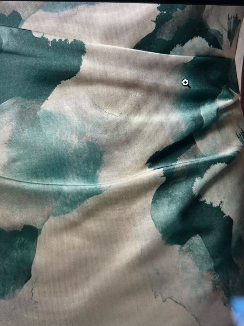 Donna Karan Cream Maxi Dress with Teal Watercolor Print